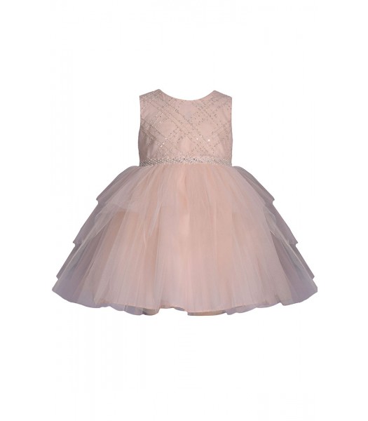 Bonnie Jean Blush Lattice Ballerina Dress